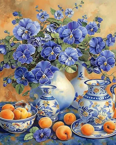 Bumbers - Pintura de flores para adultos principiantes, florero, pintura por números, pintura acrílica, lienzo vintage, exquisito, decoración de