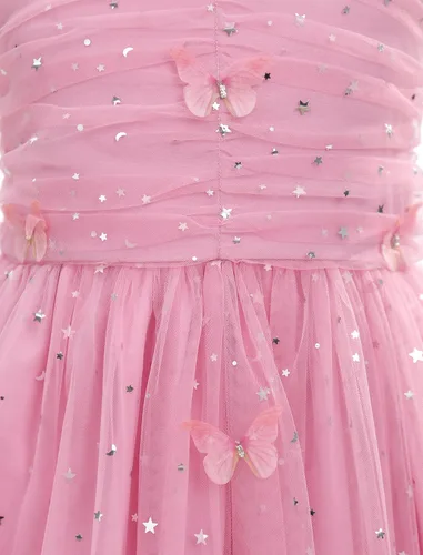 Miniatura 65 de IMEKIS Vestido de princesa de cumpleaños para niña pequeña, confeti brillante, bohemio, arco iris, pastel, sesión de fotos, traje para 1-6T