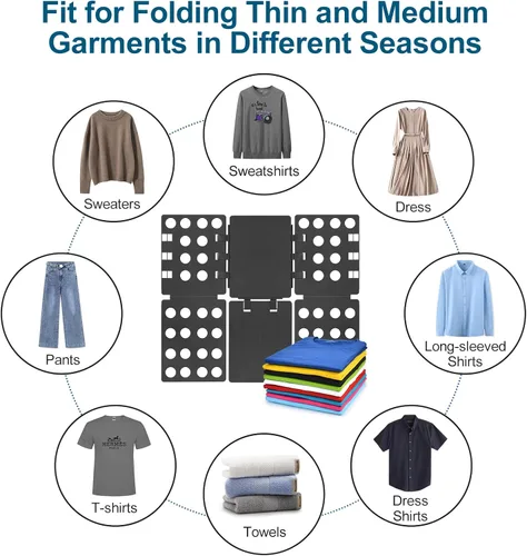 Miniatura 7 de Geniusidea Tabla para plegar camisas, tabla para plegar playeras para lavadero, tabla para plegar ropa de plástico PP ajustable, fácil de plegar