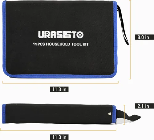 Miniatura 6 de URASISTO Kit de herramientas para el hogar de 19 piezas, juego de herramientas manuales con bolsa de fácil transporte, perfecto para bricolaje