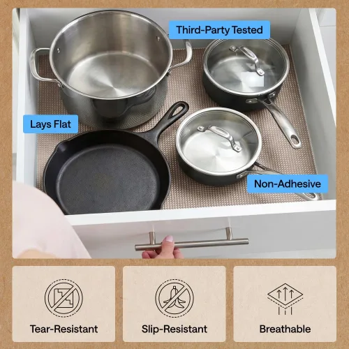 Miniatura 5 de GORILLA GRIP powerGRIP - Forro para estante de cajón y gabinete, agarre grueso y fuerte, forros no adhesivos que protegen armarios de cocina