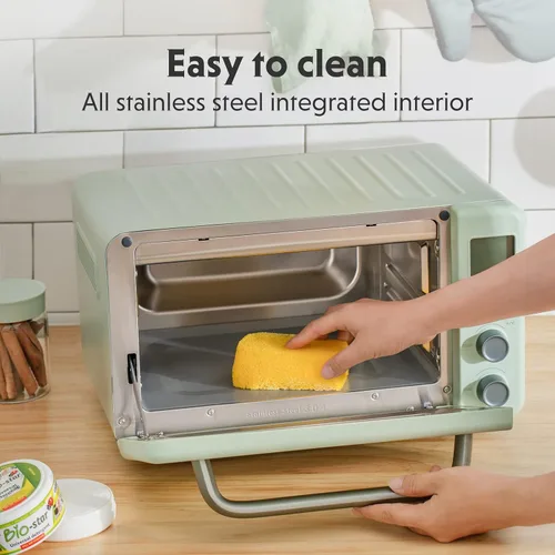 Miniatura 5 de BUYDEEM Horno tostador T103 de 12 cuartos de galón, no necesita precalentamiento, 7 modos de cocción, mini horno tostador retro con rejilla