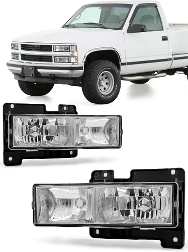 Miniatura 11 de 94-98 Chevy C/K 1500 - Faros delanteros cromados IP65 Waterproof, DOT/SAE, OE 5977459/5977460, HB3+HB4 Bulbs Not Included, Composite Headlamp