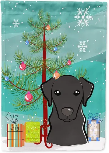 Miniatura 12 de Caroline's Treasures BB1622CHF - Bandera de casa Shih Tzu con árbol de Navidad y gris plateado para porche, grande, para colgar en la pared