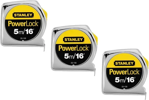 Miniatura 14 de Stanley 33425 Powerlock II Cinta Métrica de Retorno Automático, 1 pulgada x 25 pies, Cromo/Amarillo