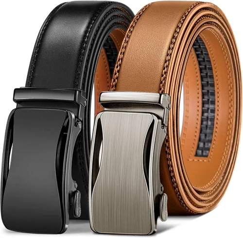 KEMISANT Cinturón de trinquete para hombre, 2 unidades, cinturón deslizante para regalo, vestido casual de 1 38 pulgadas, tamaño ajustable