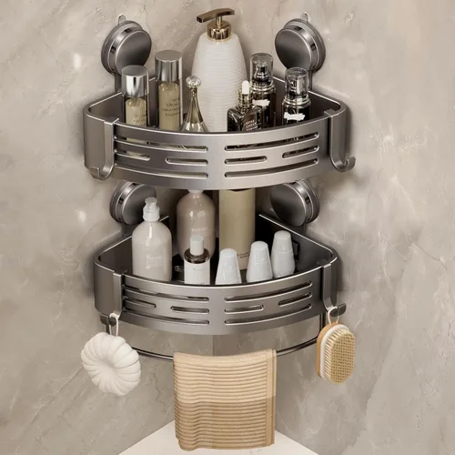 Miniatura 9 de VOLPONE Organizador de Ducha Esquinero con Ventosa Estante de Ducha Esquinero Sin Perforaciones Organizador de Ducha para Baño Estante