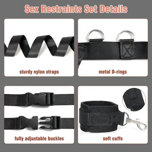 Miniatura 2 de Bdsm - Kit de restricciones de bondage sexual, juego de juguetes de sujeción para tobillos y muñecas, correas de sujeción de cama para adultos