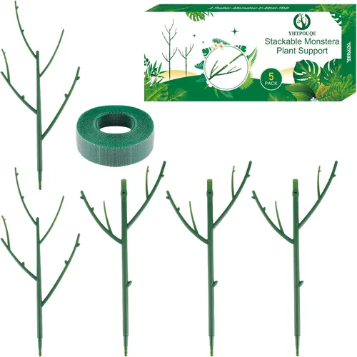 Paquete de 5 estacas de soporte apilables para plantas Monstera para plantas de interior y exterior, accesorios de jardín para plantas trepadoras y