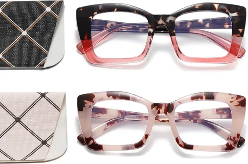 Miniatura 9 de Oprah Style - Lentes de lectura para mujer, con bloqueo de luz azul, cuadrados, de gran tamaño, elegantes y gruesos, bisagra de resorte
