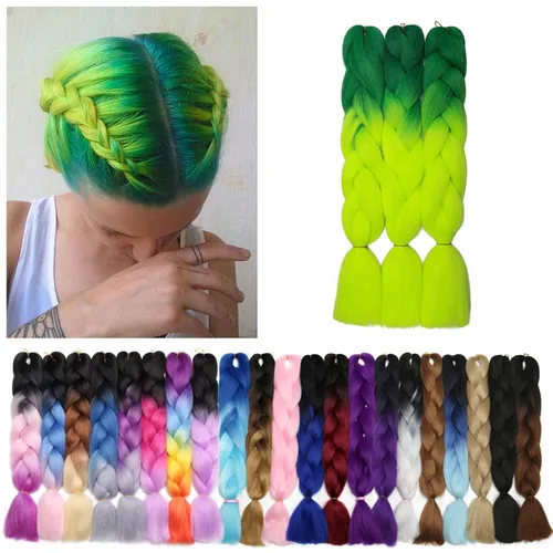 Miniatura 83 de Benehair Extensiones de cabello trenzado ombré de 24 pulgadas, 1 paquete de extensiones de cabello trenzado jumbo de alta temperatura, cabello