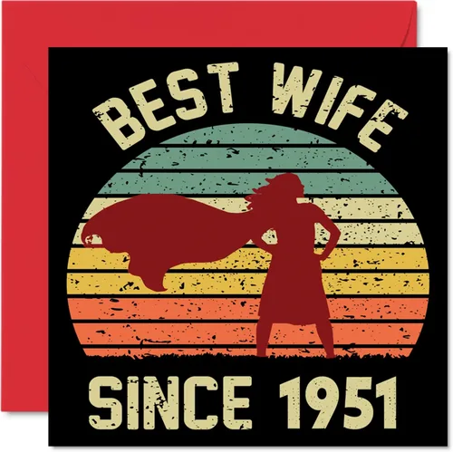 Miniatura 12 de Tarjeta de 71 aniversario para esposa de parte del esposo – La mejor esposa desde 1954 – Regalos con texto en inglés "I Love You", tarjetas
