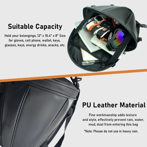 Miniatura 4 de Bolsa de cola para motocicleta, multifuncional, para guardar en el asiento trasero, bolsa de sillín, bolsa de tanque para motocicleta con correa