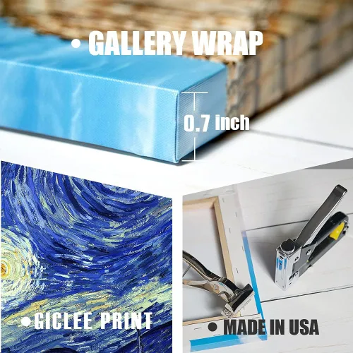 Miniatura 5 de A&T ARTWORK La noche estrellada de Vincent Van Gogh. Las reproducciones clásicas de arte mundial, lienzos Giclee, arte mural para decoración