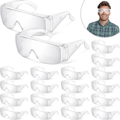 Kanayu 50/80 Pcs Safety Glasses Bulk Protective Goggles over Eyeglasses Anti Fog Resistant Clear Eye Protection for Adults