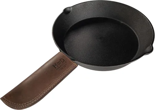 Miniatura 3 de Hide & Drink, Funda para mango de sartén caliente hecha a mano de cuero grueso de grano completo, resistente al calor, agarre resistente para una