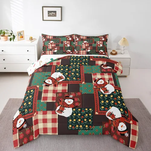 Miniatura 11 de Erosebridal Juego de edredón con gorro de Navidad, calcetines de Navidad, regalo de Navidad, decoración de ropa de cama, relleno de edredón de Feliz