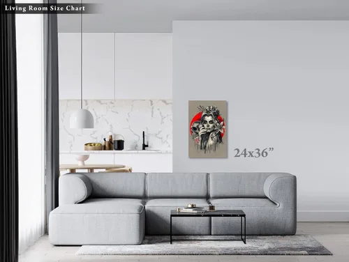 Miniatura 3 de krefta SUGARSKULL GIRL with CROWN - CANVAS WALL ART - Day of the Dead Painting - Tattoo Artist Sugar Skull Queen Flower Poster Gift