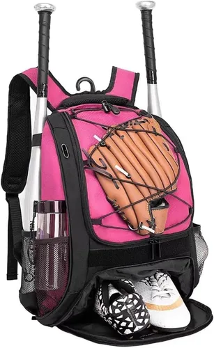 DAFISKY, Mochila para Bolsón de Béisbol y Sóftbol - Mochila para Equipo de Bate de Béisbol, Sóftbol y Bola T para Jóvenes y Adultos con Soportes Rosa