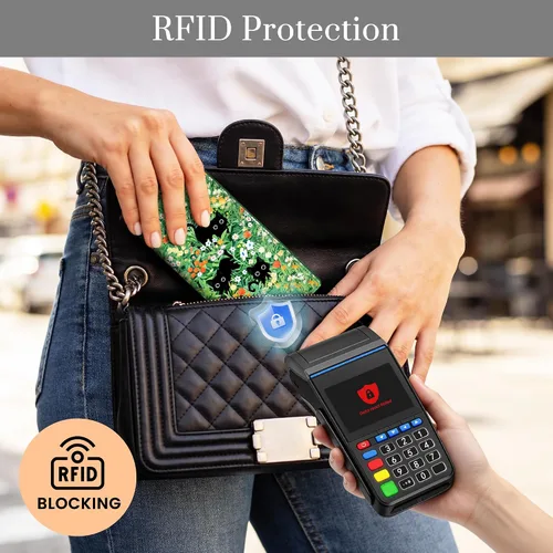 Miniatura 2 de Airkit Billetera ultra delgada para mujer, con bloqueo RFID, cartera para tarjetas de crédito, billetera plegable para mujer con bolsillo