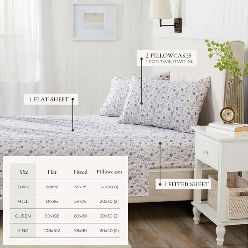 Miniatura 5 de Great Bay Home - Juego de sábanas de microfibra con estampado floral de 4 piezas tamaño Queen - Sábanas y fundas de almohada ultrasuaves