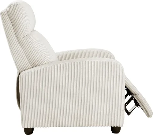 Miniatura 14 de Lexicon Sillón Reclinable de Pana con Respaldo Abatible, Silla de Brazo Reclinable con Respaldo de Empuje, Marco de Madera Maciza y Base de Metal
