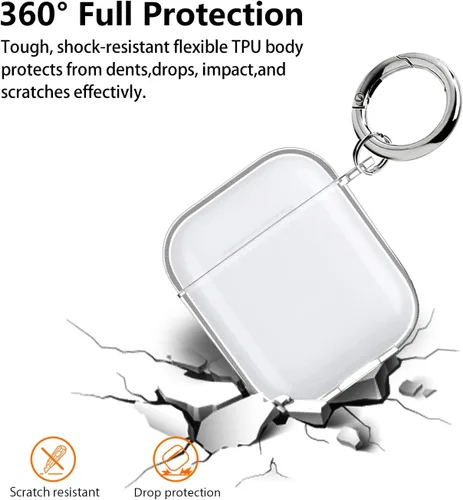 Miniatura 4 de Aircawin Funda transparente para Airpods, funda protectora a prueba de golpes para Airpod 1 y 2, accesorios de protección completa de TPU suave