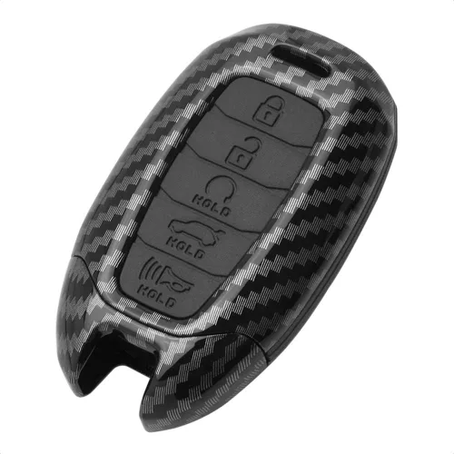 Miniatura 5 de Smart Key Fob - Funda de silicona negra de fibra de carbono compatible con Hyundai Accent Azera Elantra GT Grandeur I30 IG IX35 Kona Palisade Santa