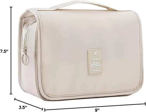 Miniatura 7 de Neceser de viaje colgante para mujer, bolsa de maquillaje resistente al agua, organizador de cosméticos para accesorios de viaje, artículos de Beige