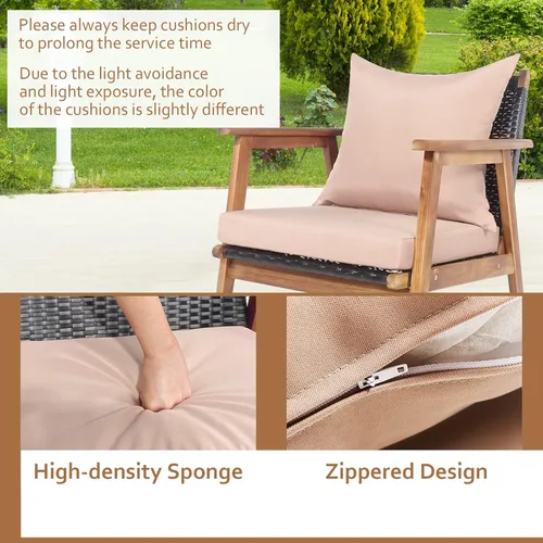 Miniatura 4 de RELAX4LIFE Juego de muebles de patio al aire libre, juego de sofá de mimbre de 8 piezas con mesa auxiliar, asiento, cojines de respaldo, marco