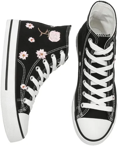 kufeiti - Tenis de lona de alta calidad para mujer zapatos de lona con cordones color blanco y negro casuales para caminar