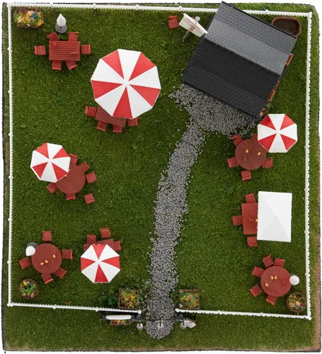 Miniatura 7 de Lionel Anheuser-Busch Biergarten HO Gauge Kit de construcción de tren