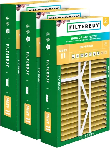 Miniatura 10 de Filterbuy Filtro de aire MERV 11 de 10 x 17 x 2 pulgadas para defensa de mascotas y alergias (paquete de 3), filtros exteriores plisados