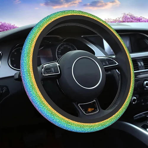 Miniatura 10 de Swono - Funda antideslizante para volante de conejito de Pascua, lindos conejos, mariposas, flores, rama a rayas, de neopreno, fundas para volante
