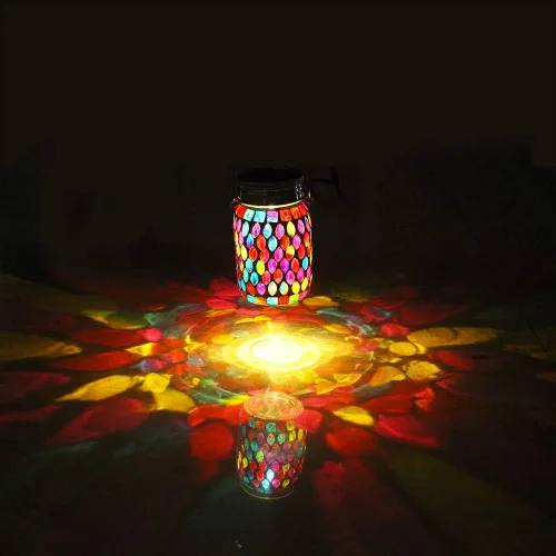 Miniatura 9 de Luces de Mosaico Linternas Colgantes de Exterior, Linternas Solares de Mosaico Recargables, Luces Nocturnas Solares Impermeables de Exterior