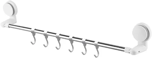 Toallero retráctil multiusos de acero inoxidable, colgador de cocina, sin perforaciones, se puede instalar en la esquina, con 6 ganchos desmontables