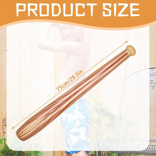 Miniatura 3 de Sotiff Bate de béisbol inflable para niños, 12 unidades, de 29.5 pulgadas, con temática deportiva, color marrón, para fiestas deportivas, regalos