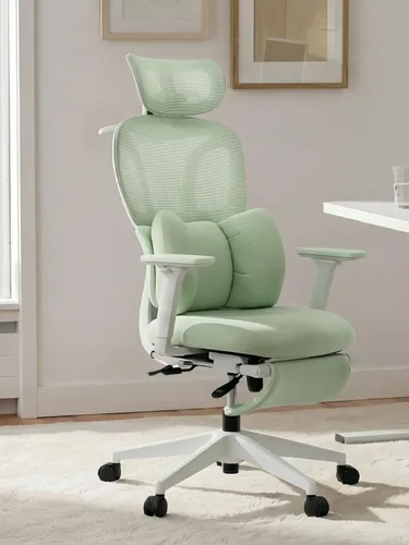 Miniatura 11 de CabLady S1 Petite Silla ergonómica de escritorio para el hogar con reposapiés y reposacabezas, soporte lumbar fijo de respaldo alto con almohada