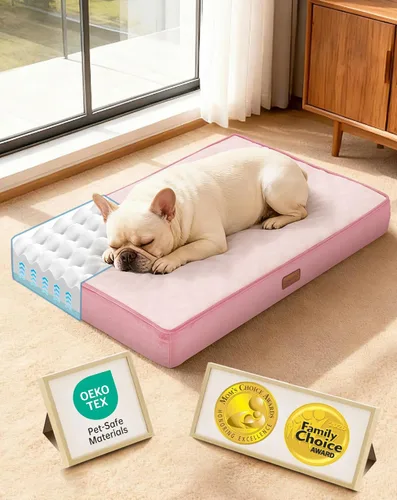 Miniatura 23 de OhGeni Cama ortopédica impermeable para perros pequeños, funda extraíble lavable a máquina en tela fácil de limpiar, espuma de alta densidad y asa
