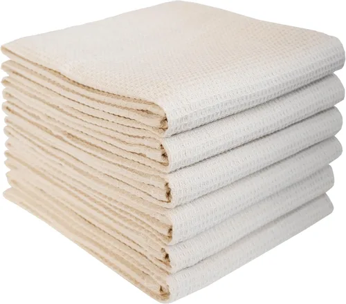 Miniatura 21 de QUILTINA Kitchen Dish Cloths 6 Pack, 12 x 12 Inches, 103% Cotton Waffle Weave Dish Towels, Super Absorbent Quick Drying, Beige