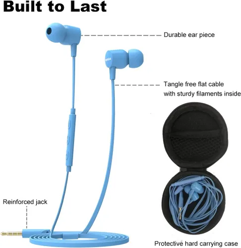 Miniatura 3 de Joymiso - Auriculares sin enredos para niños y mujeres, orejas pequeñas con funda, cómodos y ligeros, auriculares con cable plano, auriculares