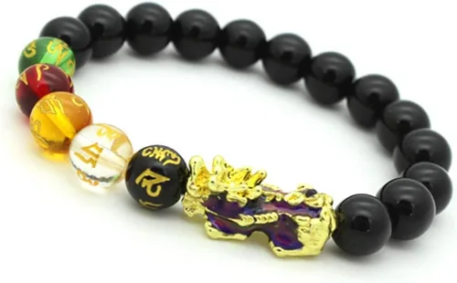Miniatura 3 de Pulsera de cuentas de Feng Shui de 0.394 in de piedra natural, mantra, color cambiado, pulsera PixiuPi Yao, atrae riqueza y buena suerte