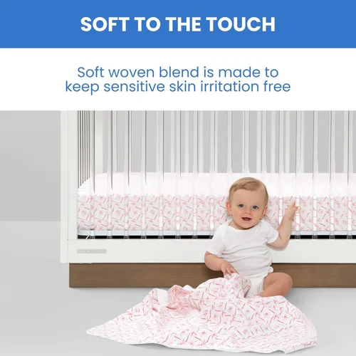 Miniatura 3 de Delta Children Mantas de Recepción para Bebé de Franela 100% Algodón para Niñas y Niños – 30x30 Pulgadas (Paquete de 2), Floral Rosa