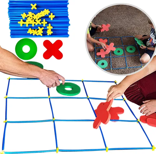 Miniatura 5 de RAINBOW TOYFROG Juego de Tic Tac Toe gigante, juegos grandes para interiores y exteriores, diversión en el patio trasero para niños y adultos, juego