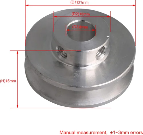 Miniatura 4 de 1.2x0.6x0.3 in aleación de aluminio de plata 0.3 in fijo sola rueda de polea en forma de V de orificio único para eje de motor 0.1-0.2 in PU correa