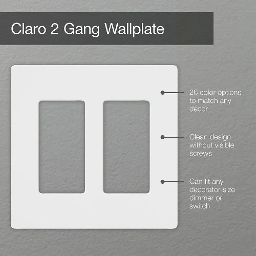Miniatura 2 de Lutron Claro - Placa de cubierta para interruptor de luz, placa de pared de 2 posiciones, para interruptores de luz decorativos, cubierta de Acero
