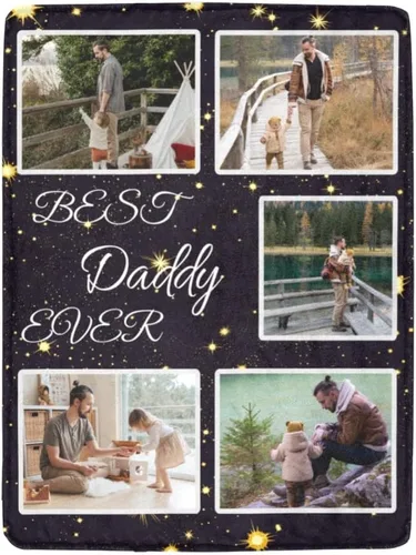 Manta personalizable con texto en inglés «Best Daddy Ever», regalo para el Día del Padre, mantas personalizadas con fotos personalizadas, regalo