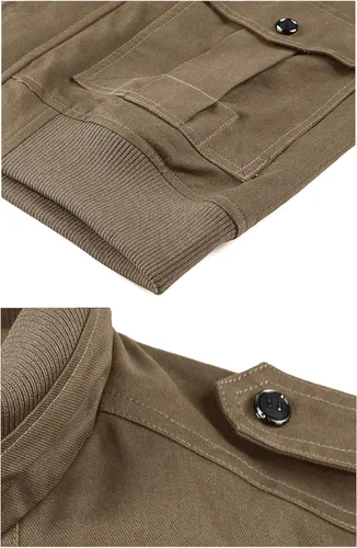 Miniatura 6 de TACVASEN - Chaquetas de algodón para hombre, estilo militar, con múltiples bolsillos