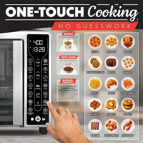 Miniatura 2 de Gourmia Freidora de aire para puerta francesa: horno de convección de gran capacidad de 25 cuartos de galón, fryfroce 360°, pantalla digital con 17