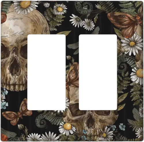 Miniatura 110 de Cubierta decorativa para interruptor de luz, diseño de pájaros y flores florales en blanco y negro, 2 bandas, cubierta decorativa para pared, placa